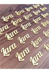 Pleksi Isim Etiket 4cm Isimli Gold Gümüş - 25 Adet