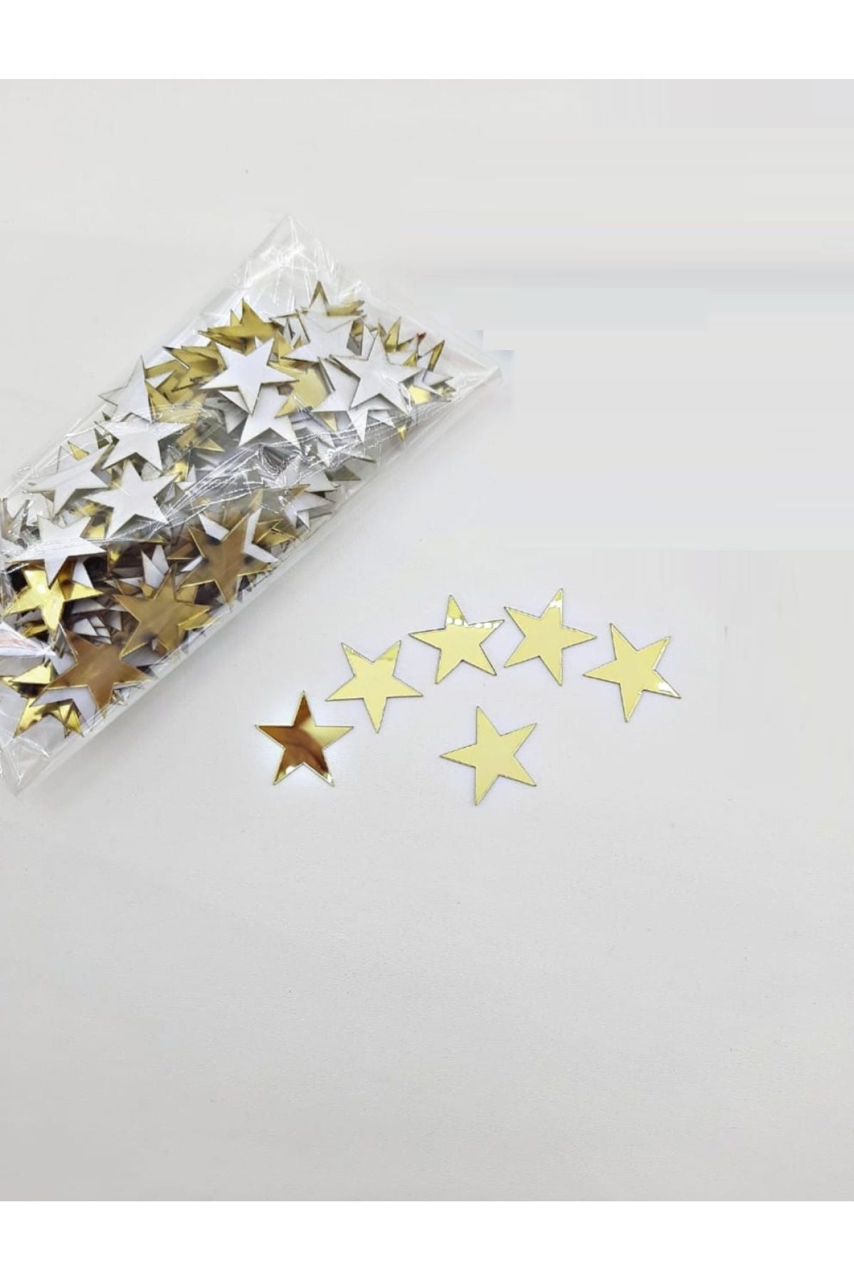 Dekoraktif Yapışkanlı Aynalı Pleksi Yıldız 3x3cm - 100 Adet Gold