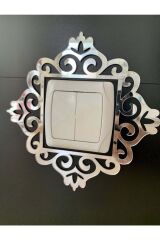 Tekli Gümüş Pleksi Standart Piriz Çerçevesi Tekli Gümüş Prizlik Gümüş/Silver