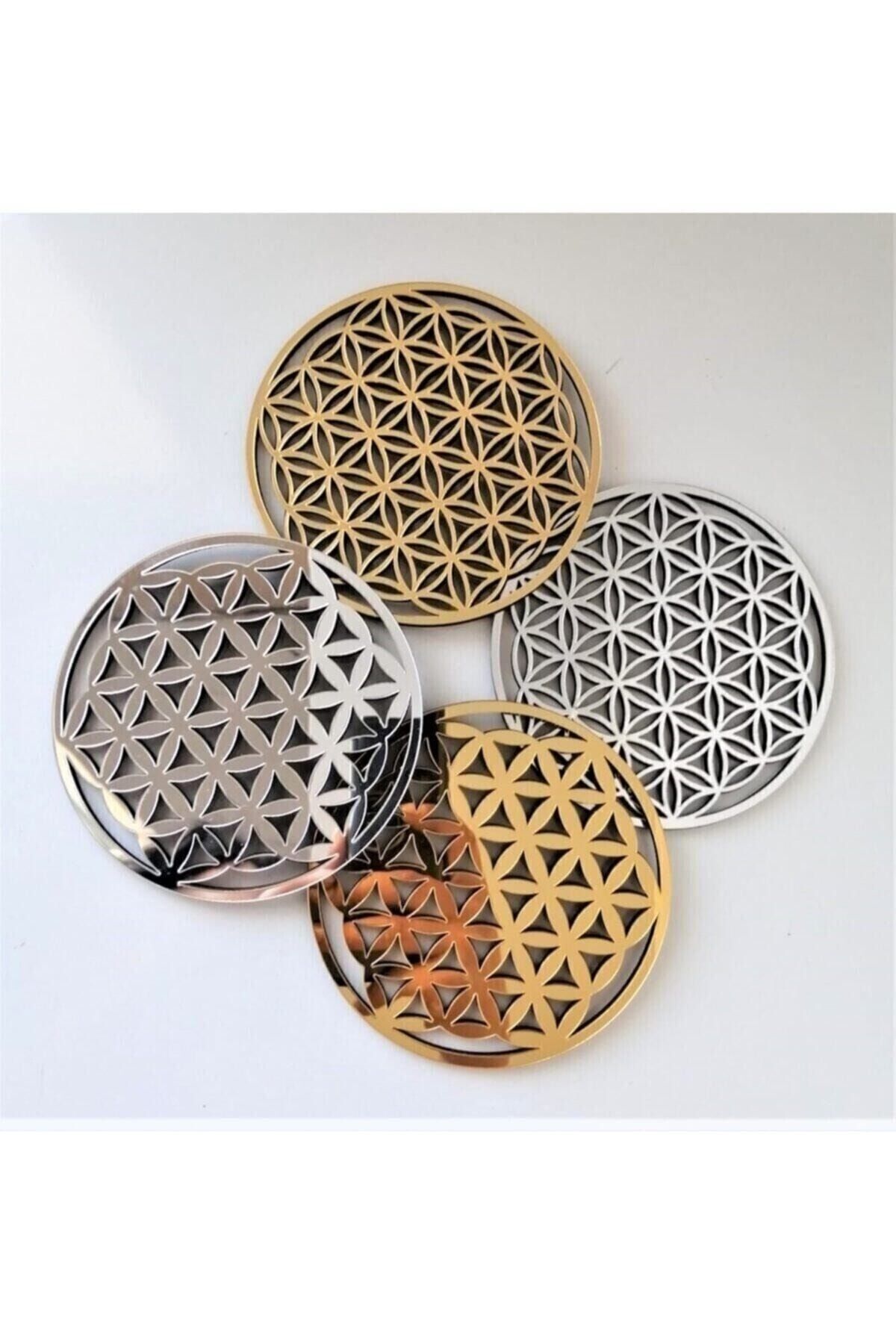 Yaşam Çiçeği Bardak Altlığı Gold/Gümüş