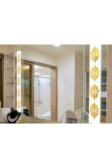 Motif-bordür Dekoratif Pleksi Ayna (KENDİNDEN YAPIŞKANLI) Gold 15x15 Cm - 10 Adet
