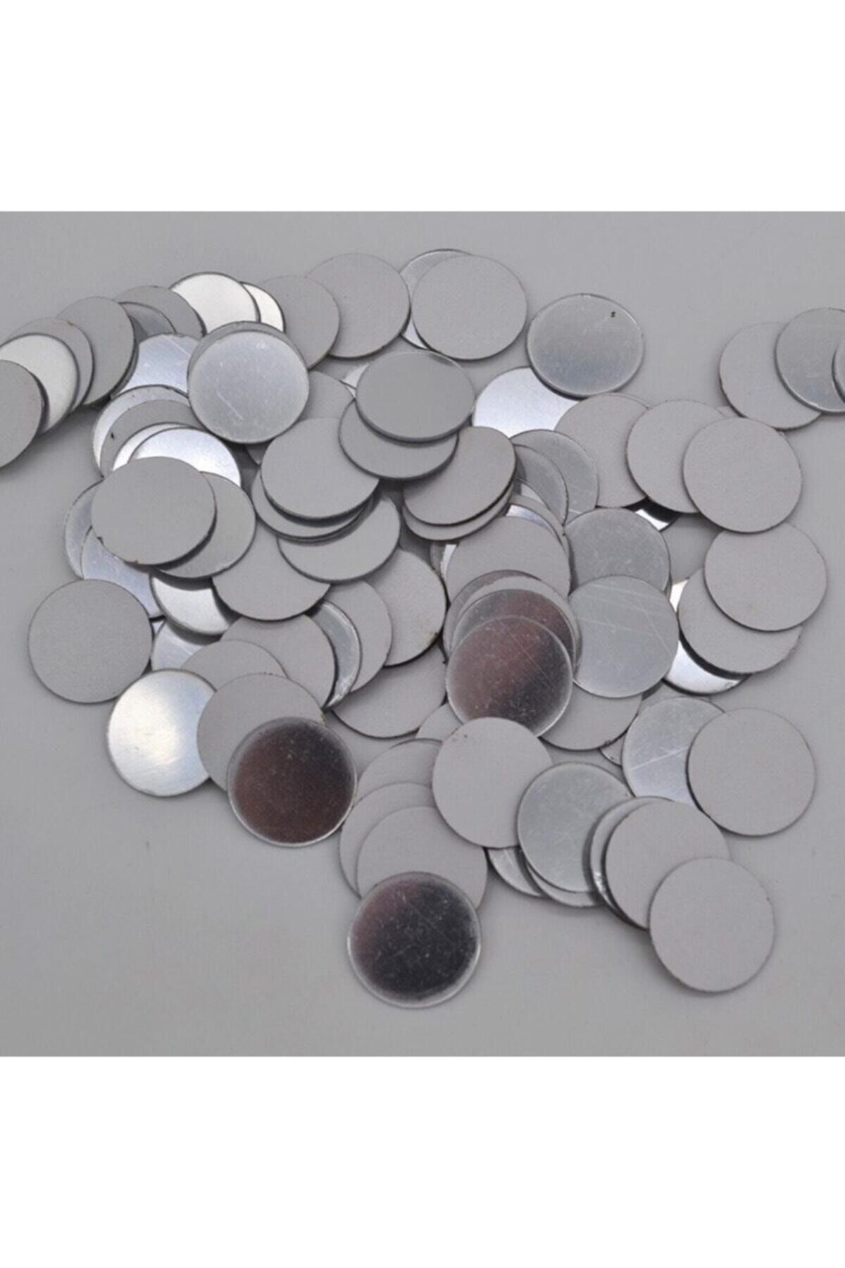 Gümüş Dekor Süs Yuvarlak Ayna Pleksi Dekoratif 3*3cm 100 Adet Gümüş