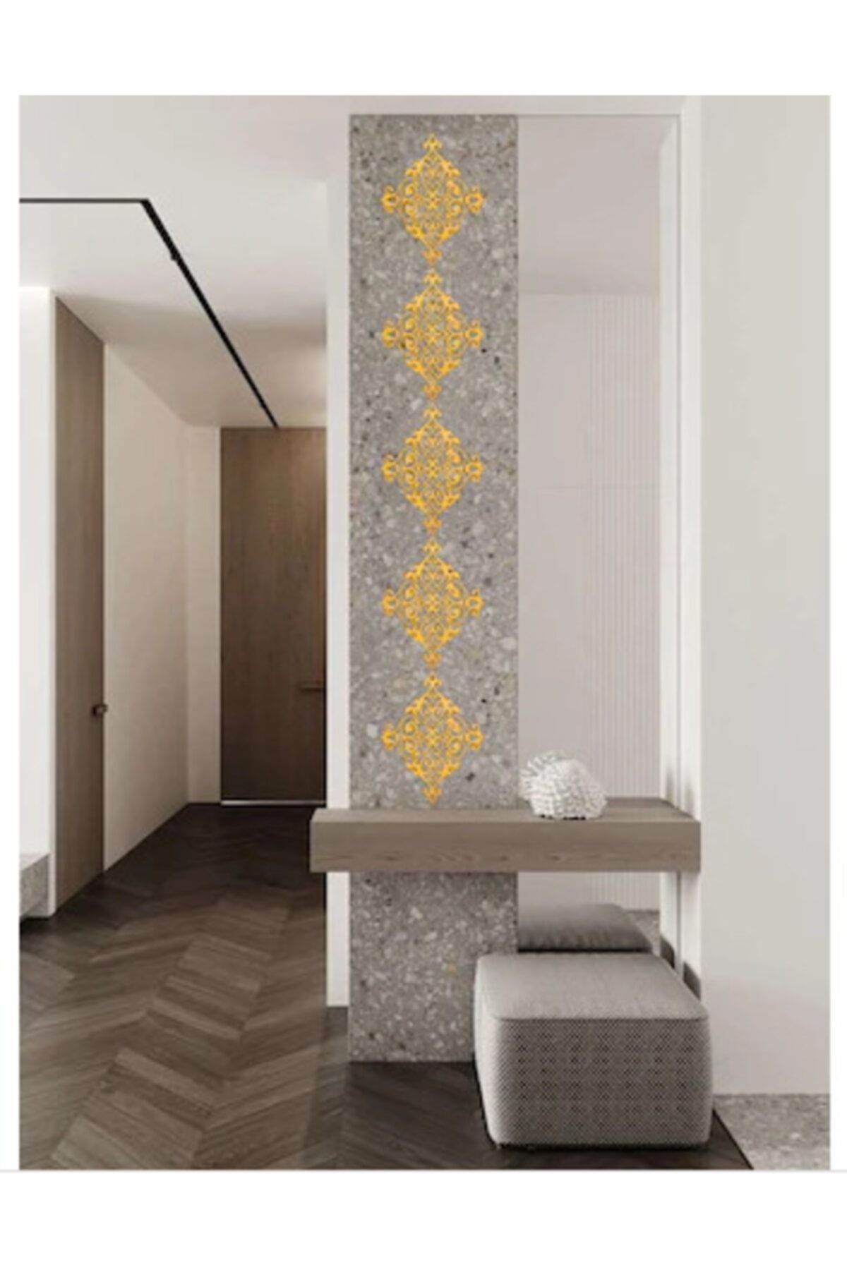 Dekoratif Pleksi Duvar Süs 18x15 Cm Ebat Gold Renk (6'lı Paket)