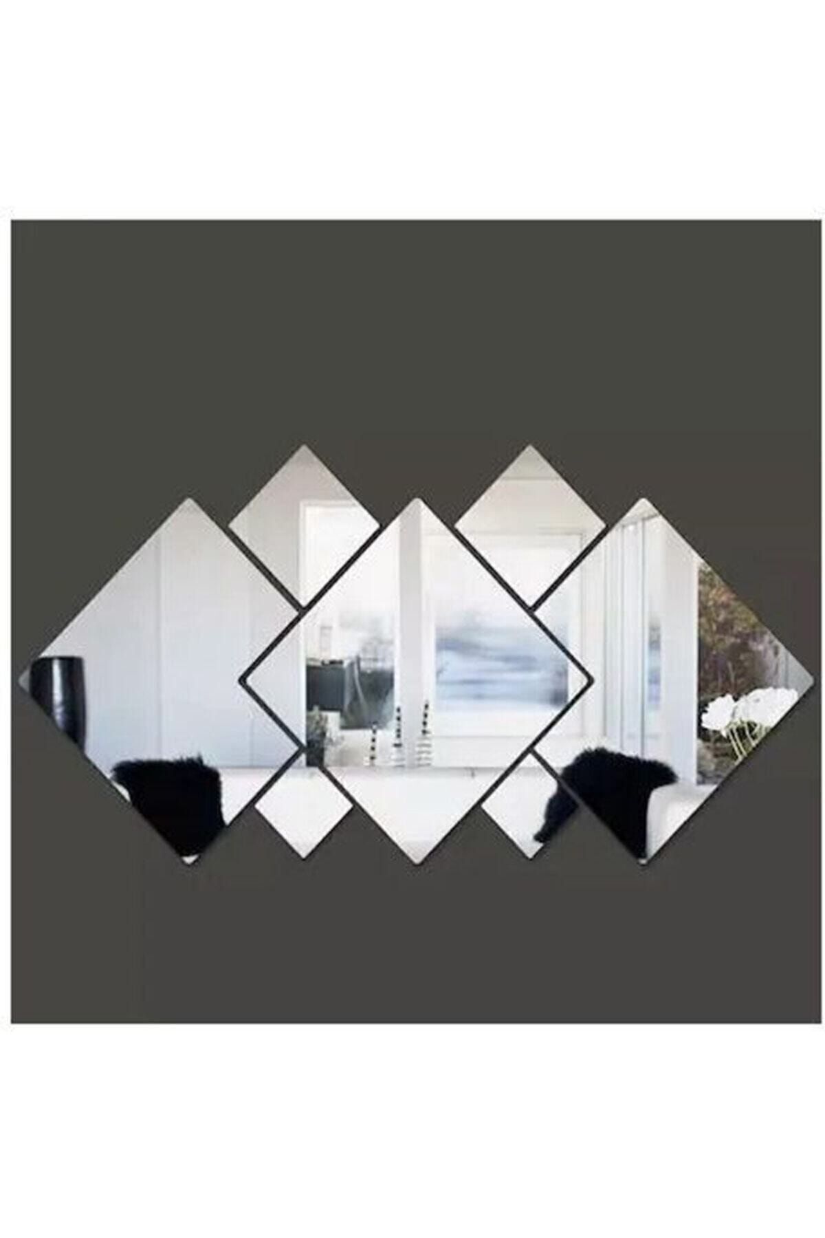 Dekoratif Kare Pleksi Ayna Gümüş - 68 X 104