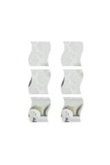 6x Adet Dekoratif Gümüş Dalga Süs Ayna 12x10cm Antre Mobilya Duvar Arkası Yapışkan Bantlı Akrilik