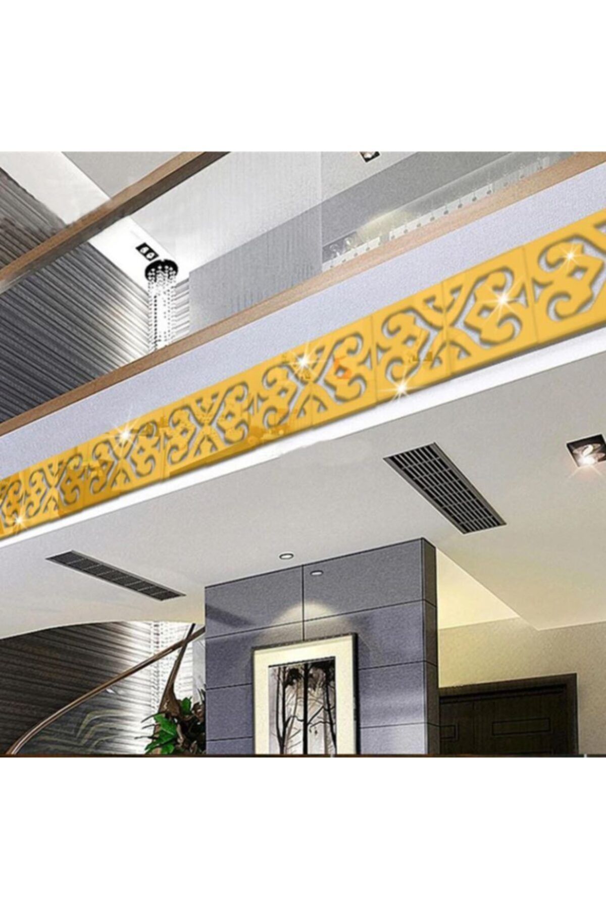 Pleksi Süs Bordür 20 Adet Gold Motif Desenli Bordür Duvar Tavan Süsü Gold