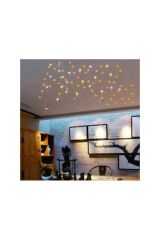 Dekoratif Ayna Gold 50 Adet Altın Yıldız Tavan Duvar Pleksi Çift Taraflı Bant Gökyüzü 5*5-3*3cm