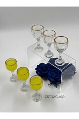 6 KİŞİLİK GOLD DETAYLI AYAKLI ŞIK KAHVE YANI BARDAĞI TAKIMI Gold