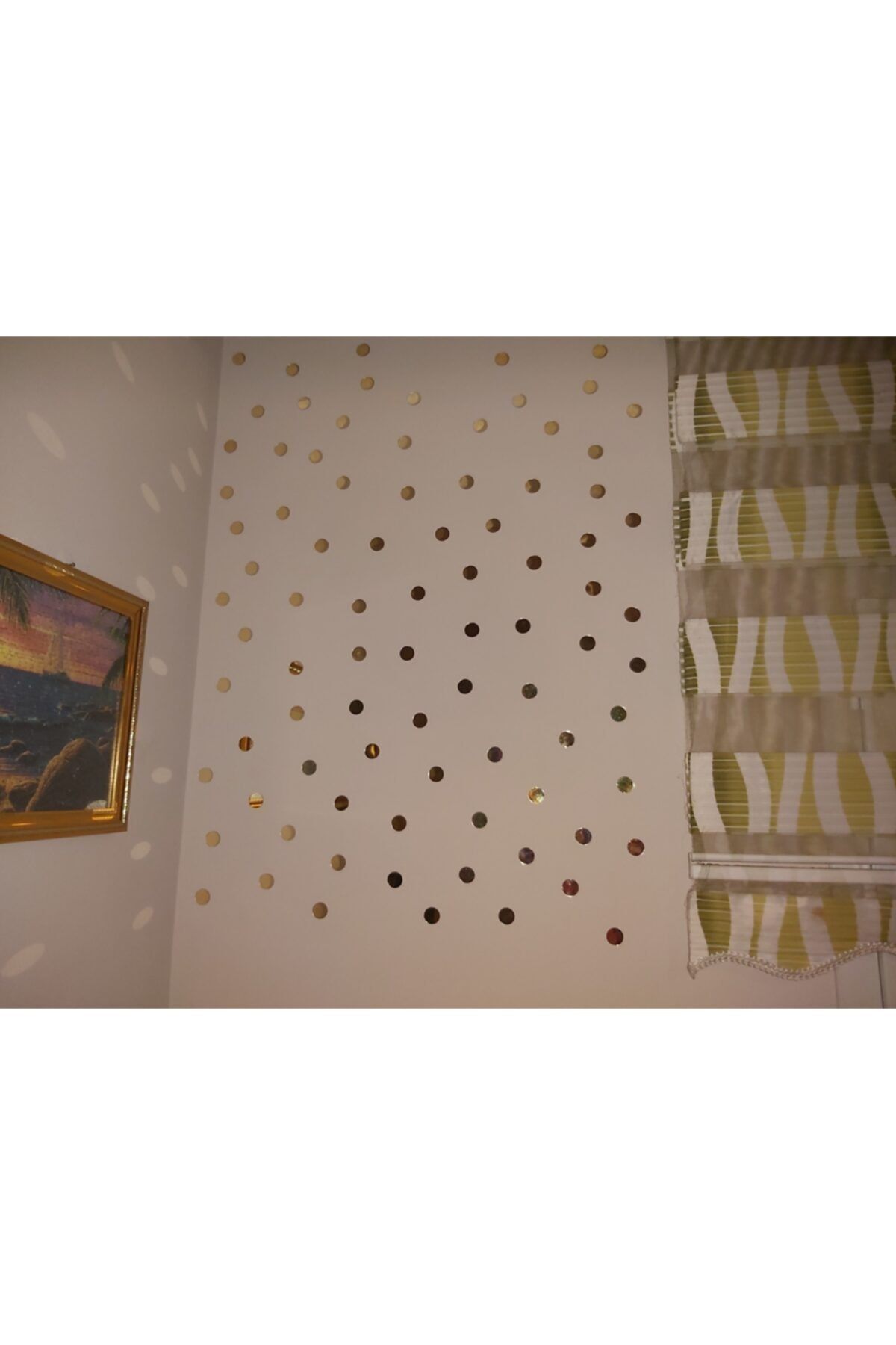 Dekoratif Duvar Süsü 3x3cm Altın Rengi Yuvarlak Aynalı Pleksi 50 Adet