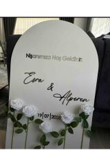 Düğün & Nişan & Kına Karşılama Panosu Beyaz Gülü farklı ebatlar Beyaz