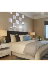 Kare Ayna Dekoratif 9x Adet Süs Akrilik Antre Duvar Dekor Pleksi Arkası Yapışkan Bantlı