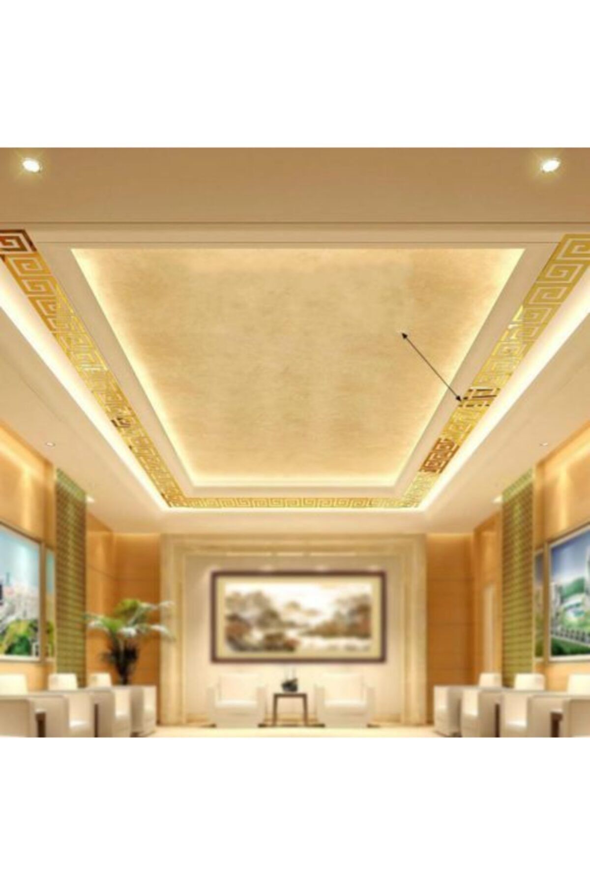 Dekoratif Labırent Bordür 20x Pleksi Dekor Ayna 7x7cm Tavan Antre Mobilya Duvar Dekoratif Bordür Altın