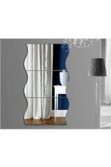 6x Adet Dekoratif Gümüş Dalga Süs Ayna 22x20cm Antre Mobilya Duvar Arkası Yapışkan Bantlı Akrilik