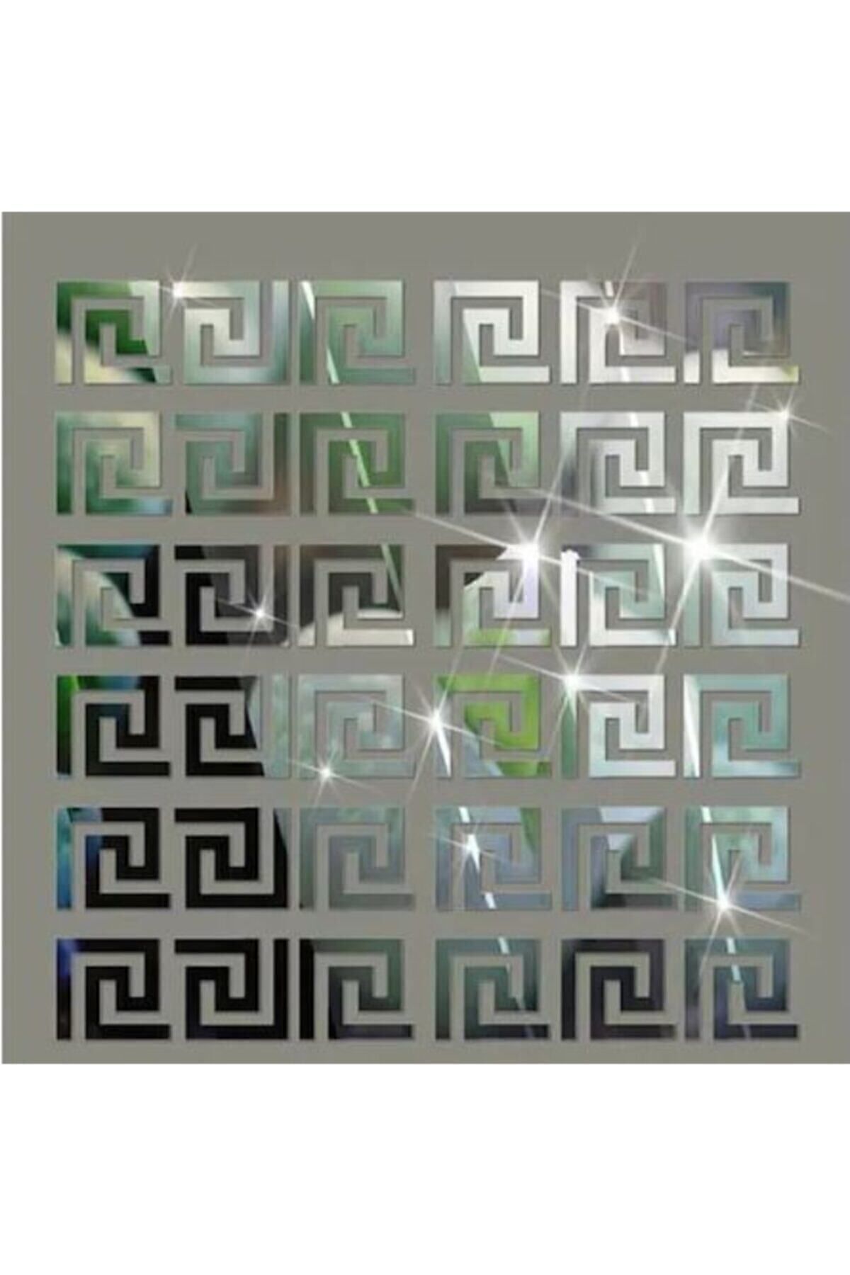 Dekor Süs Labırent Bordür 60 Adet 8x7 Pleksi Dekoratif Gümüş Ayna