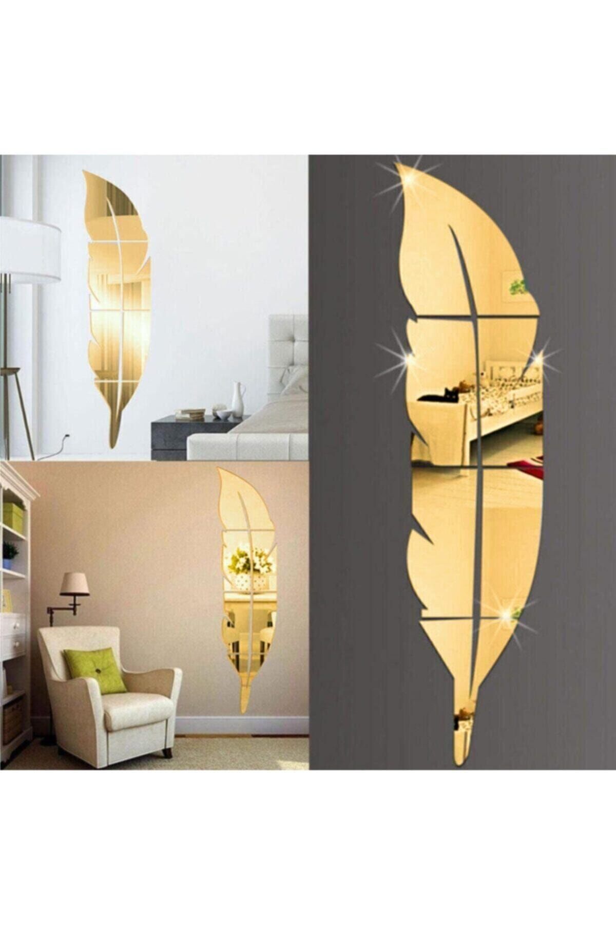 Dekoratif Duvar Dekorasyon Tüy Desen Gold Ayna Pleksi 25 X 100 Cm Gold Plexi