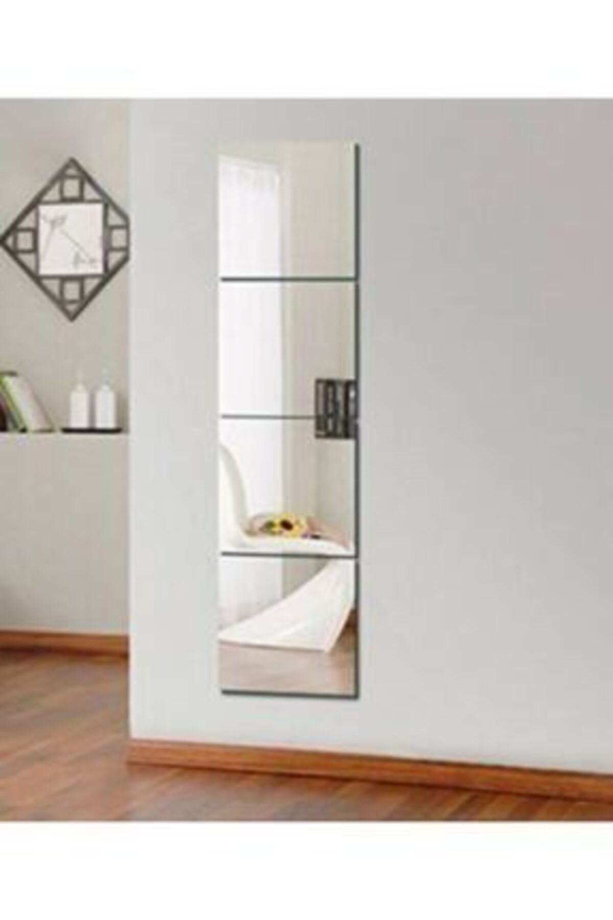 Akrilik Pleksi Ayna Kare  Pleksi Ayna 4 Parça 30x30 Gümüş