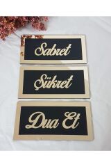 Sabret Şükret Dua Et Seti Ayna Pleksi Gold