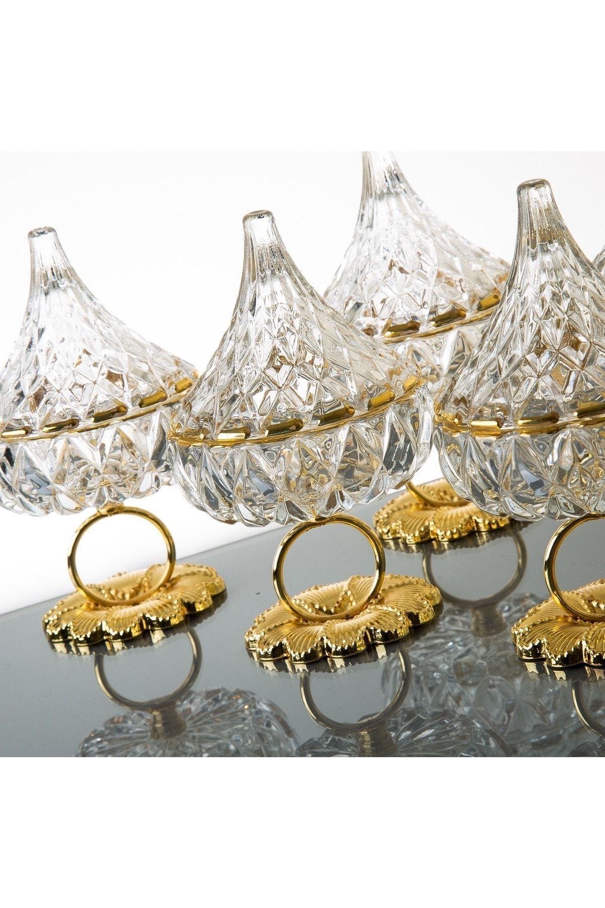 Dream Glass 2 Li Yüzük Metal Ayaklı Kübbeli Lokumluk Gold
