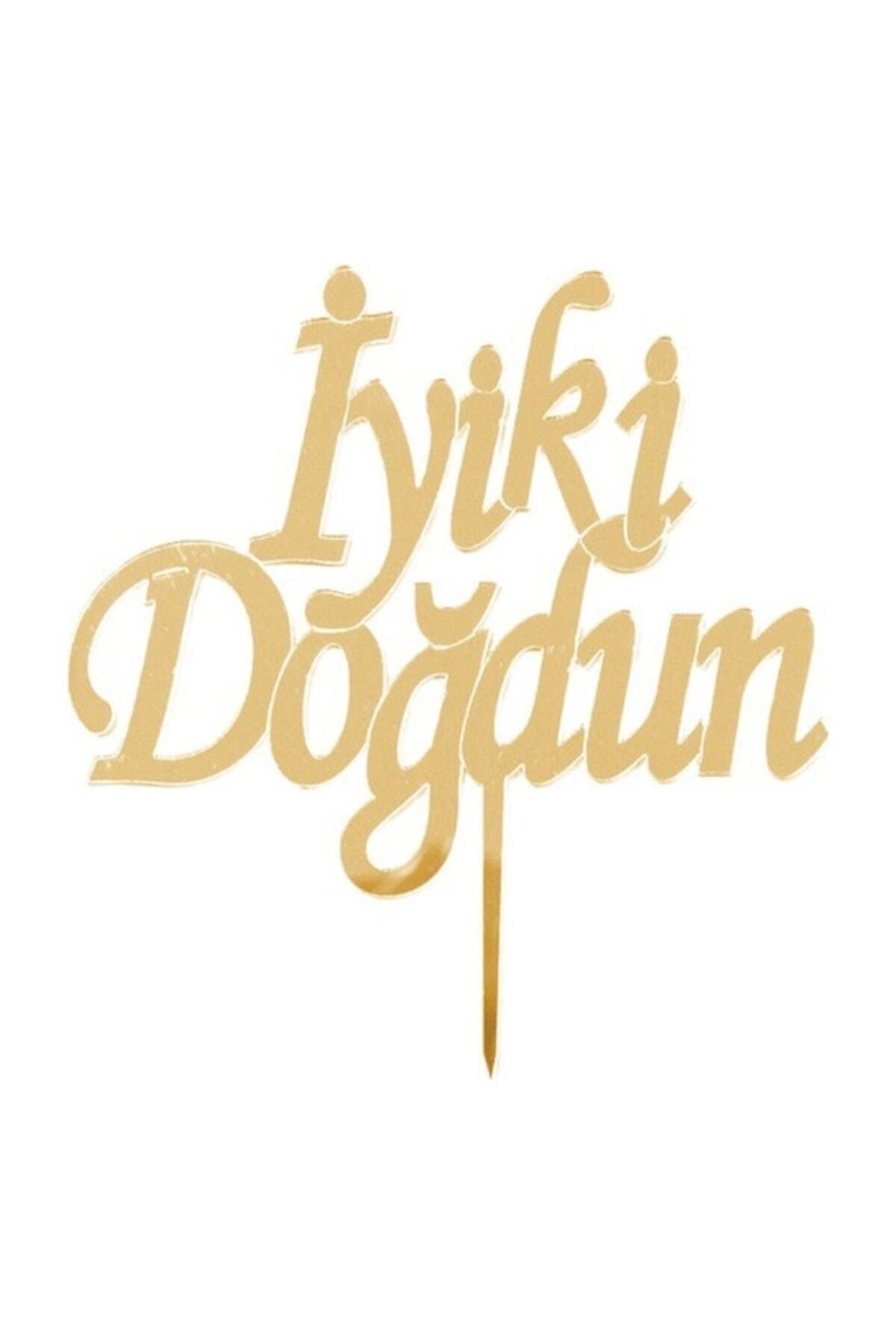 Iyiki Doğdun Yazılı Aynalı Gold -altın Pleksi Turkuaz