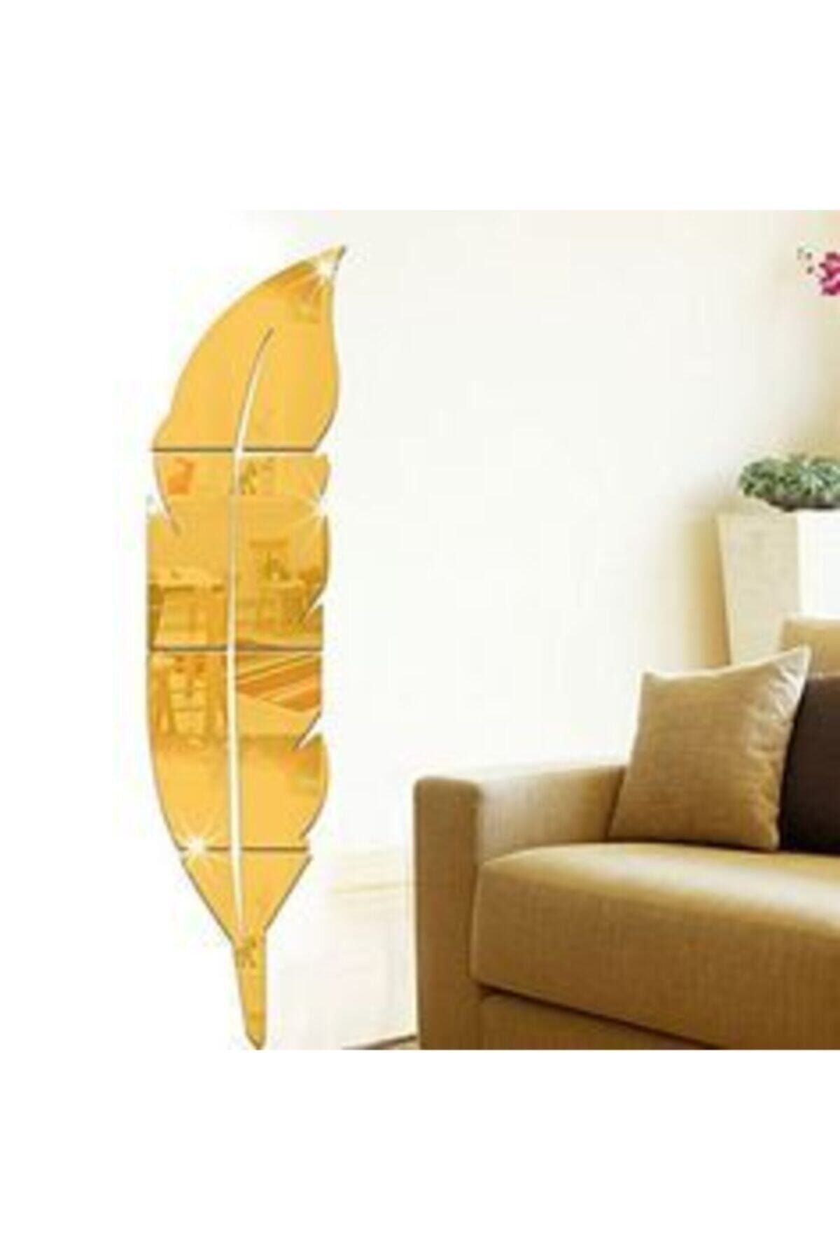 25x100 Cm Dekoratif Duvar Dekorasyon Tüy Desen Gold Altın Ayna Pleksi Şık Estetik Havalı 1mm Gold