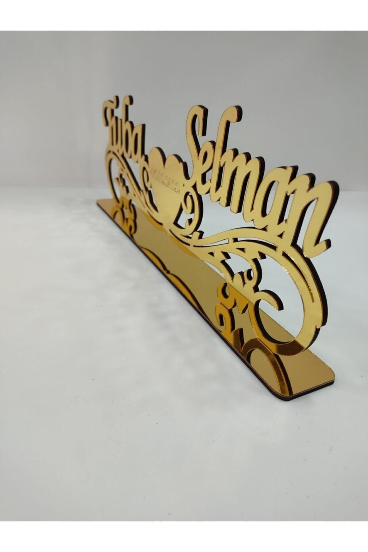 Masaüstü Pleksi Kalpli Gold Isimlik Düğün, Kına, Nişan, S&s Söz Gold