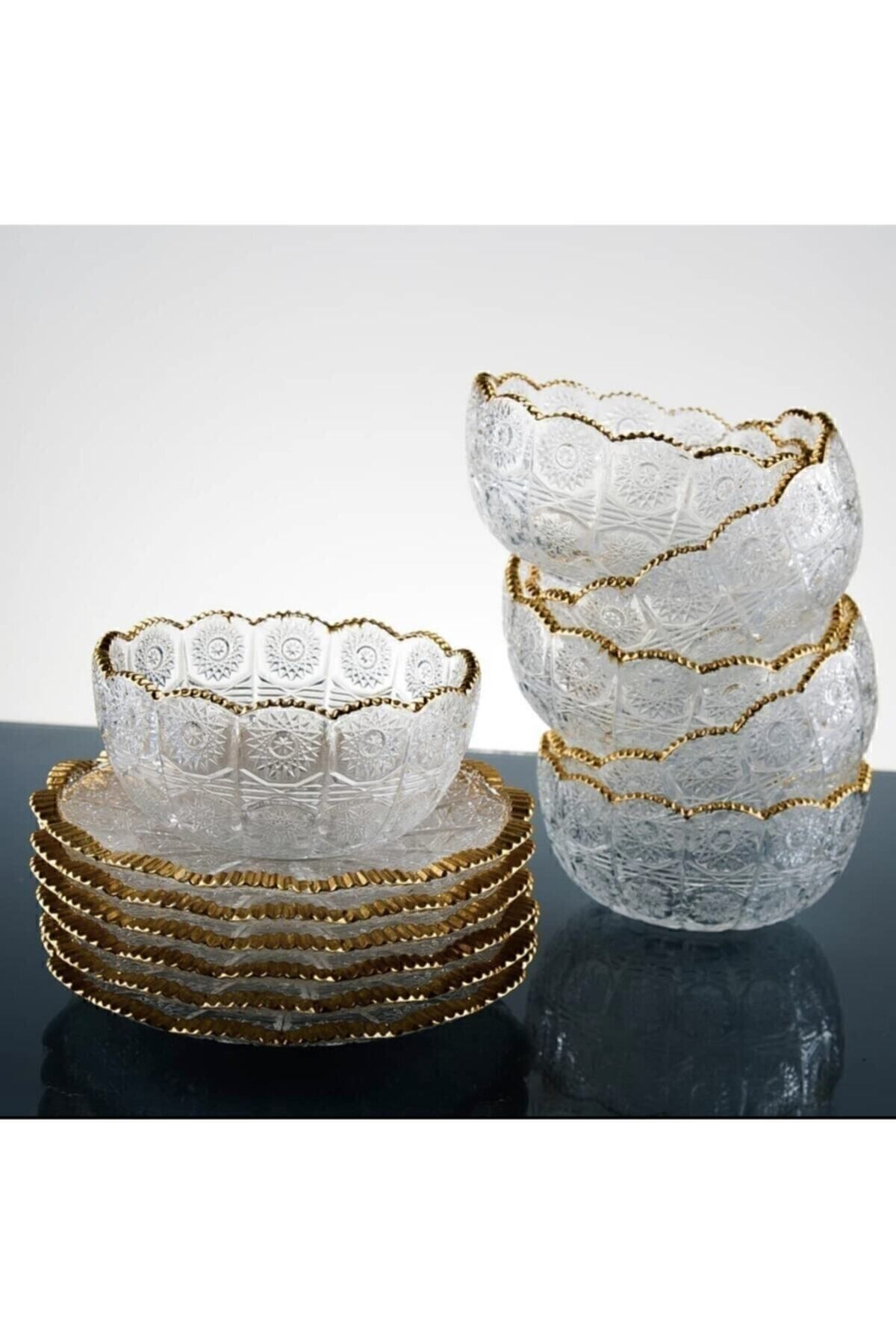 6 Kişilik 12 Parça Gold Detaylı Çerez Seti Gold