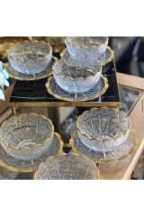 6 Kişilik 12 Parça Gold Detaylı Çerez Seti Gold