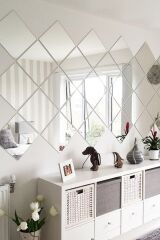 4 Adet Kare Dekoratif Pleksi Ayna (30X30) Beyaz - Ayna