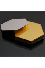 3d Duvar Dekorasyon Altıgen Desen Altın Ayna Pleksi 24 Adet (4x5cm)