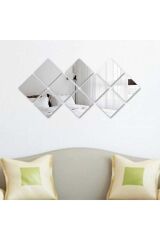 Dekoratif Pleksi Kare Ayna 20 X 20 Cm 4 Adet Gümüş