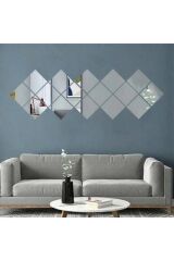 Dekoratif Pleksi Kare Ayna 20 X 20 Cm 4 Adet Gümüş