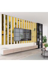 Dekoratif Şerit Altın Ayna Pleksi Duvar Süsü 5'li Paket (2,5×100cm) Altın