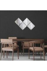 4 Adet Kare Ayna 30x30 Gümüş