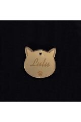 Gümüş Kedi Künye Isimlik Pleksi 2 Adet 3x3 Cm Gold/Gümüş