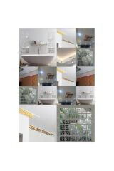 Dekoratif Labırent 20x Pleksi Dekor Ayna 7x7cm Tavan Antre Mobilya Duvar Yapışkan Bantlı Gümüş