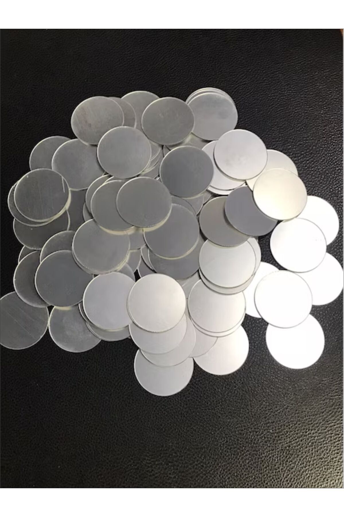 Dekor Süs Yuvarlak Ayna Gümüş 100x Adet Pleksi Dekoratif 3*3cm Gümüş