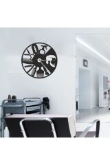 Dekoratif Siyah Lazer Kesim Duvar Saati 40x40cm