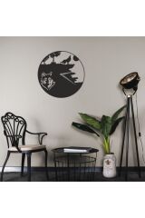 Dekoratif Siyah Lazer Kesim Duvar Saati 40x40cm