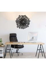 Dekoratif Siyah Lazer Kesim Duvar Saati 40x40cm