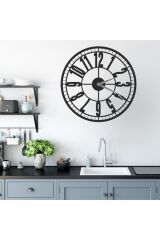 Dekoratif Siyah Lazer Kesim Duvar Saati 40x40cm