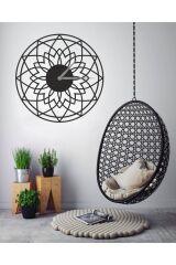 Dekoratif Siyah Lazer Kesim Duvar Saati 40x40cm