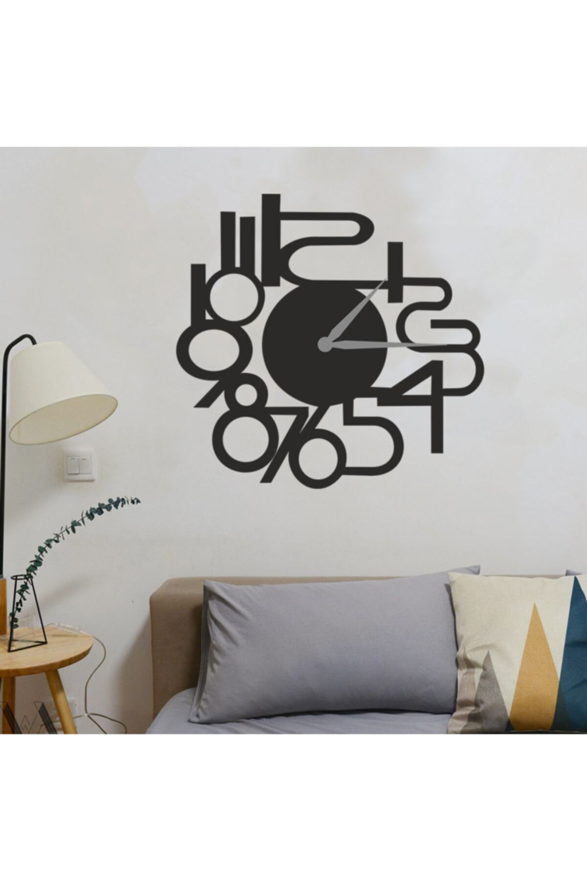 Dekoratif Siyah Lazer Kesim Duvar Saati 40x40cm