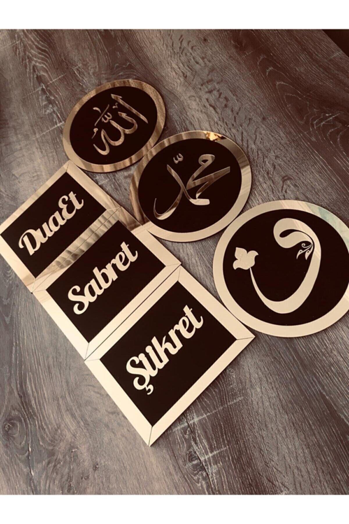 Sabret Şükret Dua Et 6 Lı Set Pleksi Si̇yah&Gold