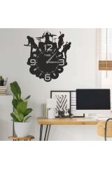 Dekoratif Siyah Lazer Kesim Duvar Saati 40x40cm