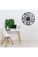 Dekoratif Siyah Lazer Kesim Duvar Saati 40x40cm
