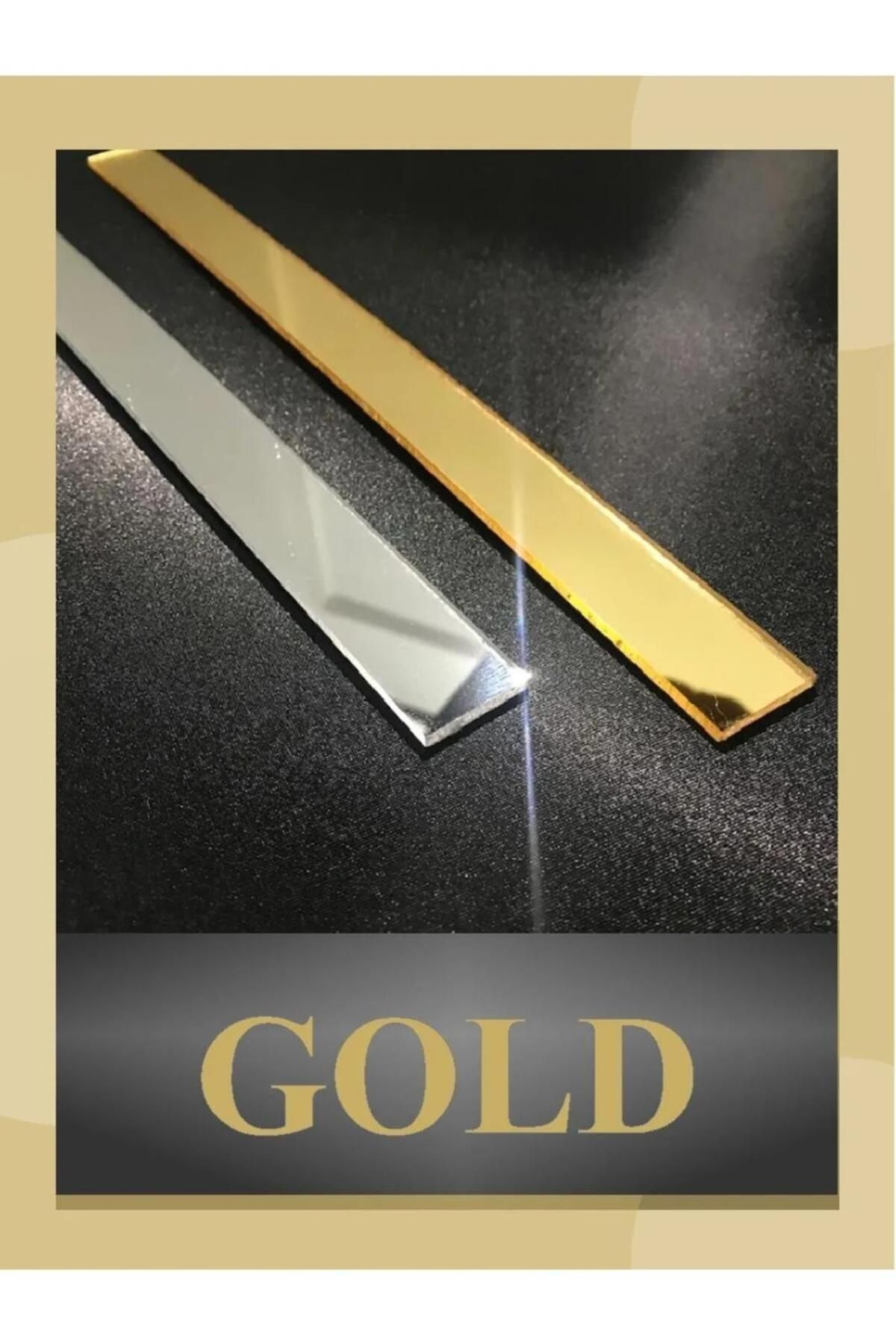 Şerit Pleksi Yapışkanlı Gold Ayna 1.8 Cm X 120 Cm ( 5 Adet ) Gold