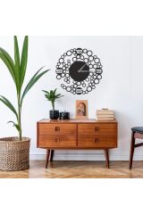 Dekoratif Siyah Lazer Kesim Duvar Saati 40x40cm