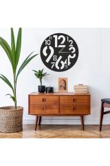 Dekoratif Siyah Lazer Kesim Duvar Saati 40x40cm
