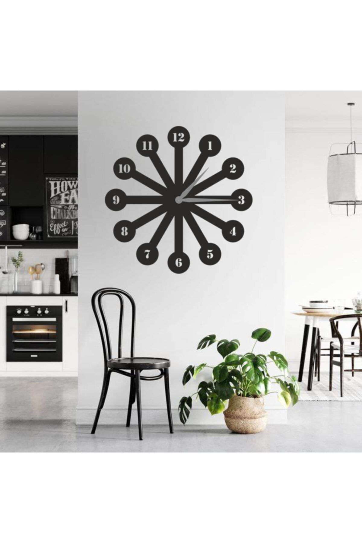 Dekoratif Siyah Lazer Kesim Duvar Saati 40x40cm