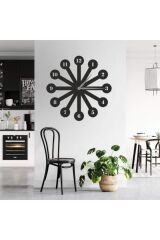 Dekoratif Siyah Lazer Kesim Duvar Saati 40x40cm